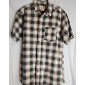 Red Head Plaid Button Up Shirt Blue Gray Large